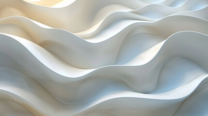 Fototapeta premium Abstract waves of smooth, white material create a serene, flowing texture.