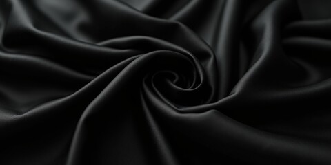 Fototapeta premium Intimate shot of rich black fabric, its glossy texture catching the light with subtle elegance, offering a smooth yet intricate tactile allure. 
