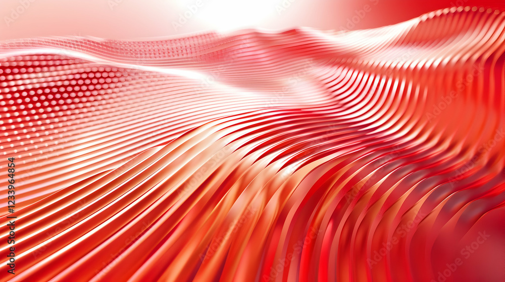Poster Abstract red waves create a dynamic and fluid visual effect.