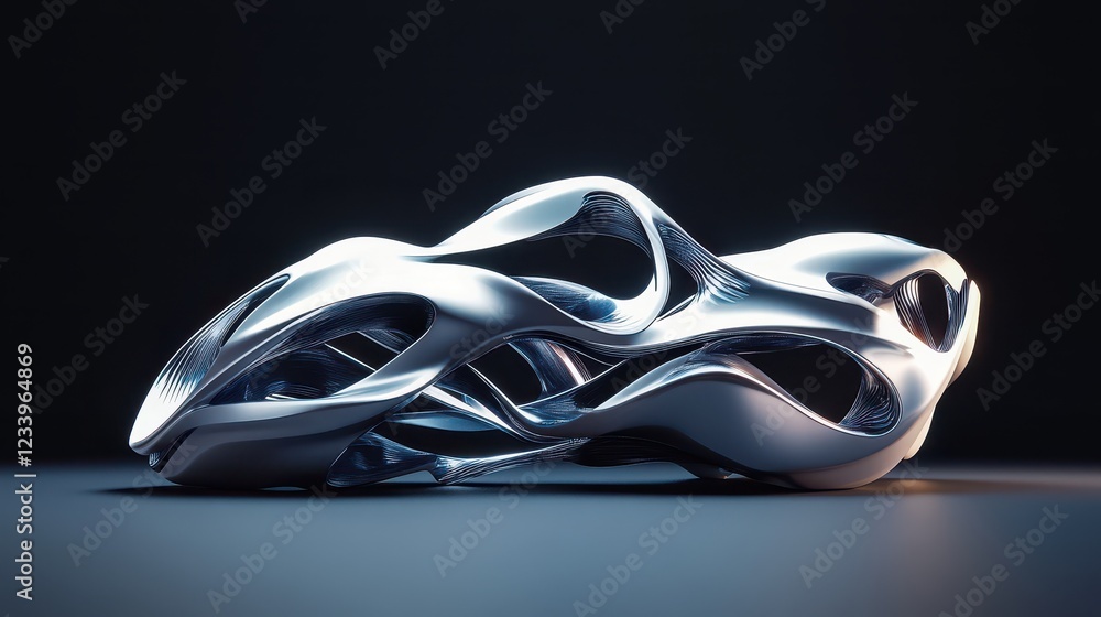 Poster an abstract futuristic shape with a sleek, 3d render showcases cutting-edge design and modern aesthe