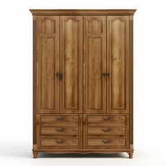 Classic Wooden Wardrobe with Four Doors and Six Drawers Design