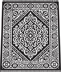 Black Area Rug Silhouette Vector, High Quality Illustration on White Background