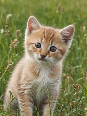 Fototapeta premium An Adorable Kitten Playing in the Grass