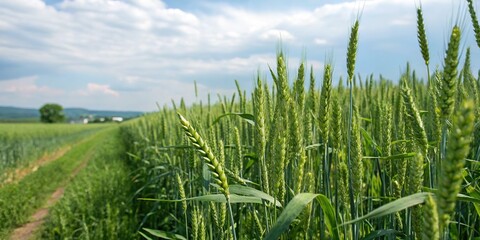 Fototapeta premium Vast wheat field, summer sun, seemingly endless.
