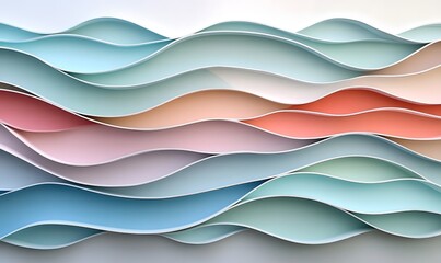 Obraz premium Abstract pastel wave pattern, layered paper design, calming background, website banner