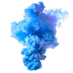 Fototapeta premium Blue Ink Swirl with Wispy Cloud Formations in White Background