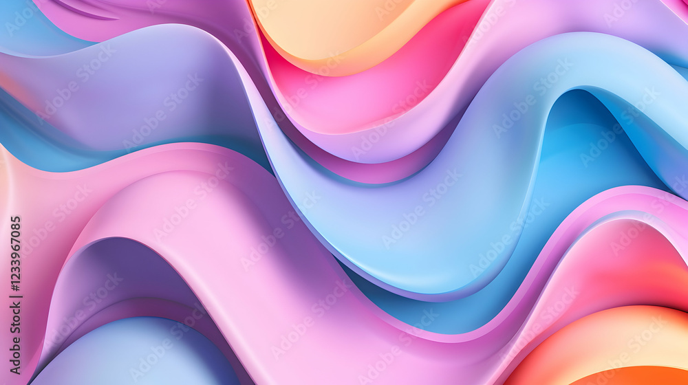 Poster a colorful abstract wave pattern in soft gradients.