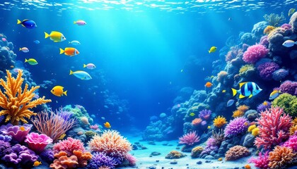 Obraz premium Vibrant Coral Reef Fish Underwater Scene Ocean Wallpaper