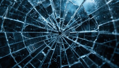Obraz premium close-up of cracked glass with visible sharp edges and uneven texture