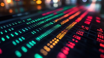 Obraz premium Abstract Data Stream: Nighttime Digital Stock Market Display