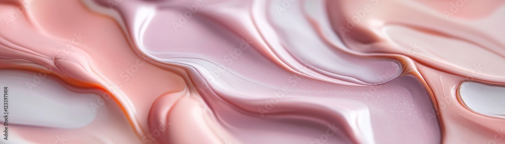 Poster swirls of multiple nail lacquer shades form a vibrant marbled effect on a glossy surface, showcasing