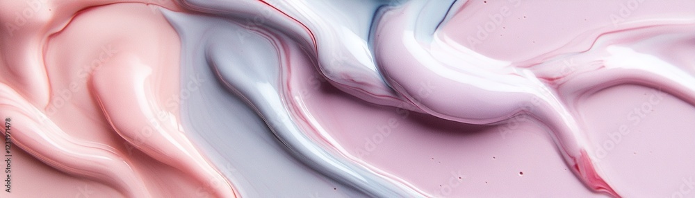 Poster multiple shades of nail lacquer create an abstract marbled effect on a glossy surface, showcasing a 