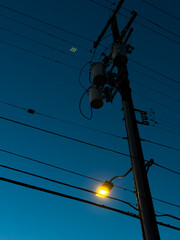 Urban Power Line at Dusk