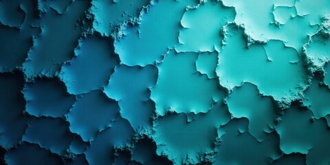 Fototapeta premium Rugged blue-green canvas reveals its story through textured layers and patches of peeling paint, capturing an intricate dance between decay and beauty
