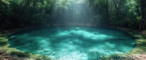 Fototapeta premium Hidden Jungle Pool: Nature's Serene Oasis