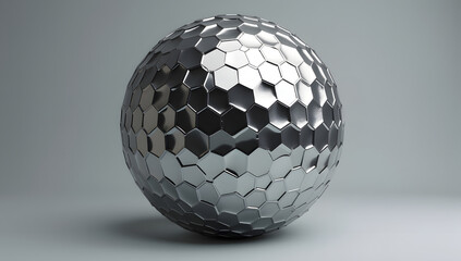 Shiny Hexagonal Patterned Sphere 3D Rendering