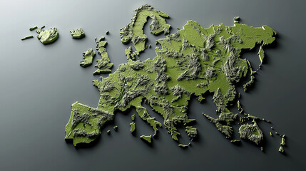 A highly detailed, realistic 3D rendering of Earth with Europe prominently centered.  Generative AI