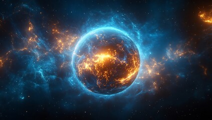 Obraz premium Fiery Celestial Body: A Cosmic Inferno in Vivid Hues