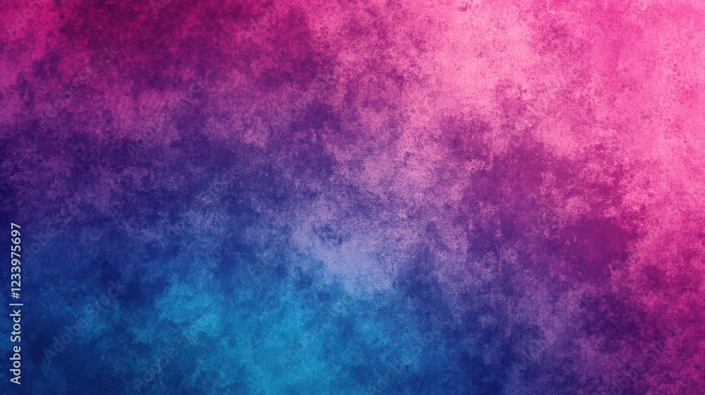 Leinwandbilder An abstract gradient background blending pink, blue, and purple hues with a grainy noise texture. This retro-inspired design creates a visually striking banner with a nostalgic and artistic flair.