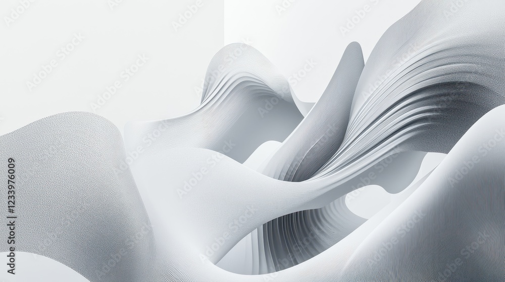 Aufkleber An abstract grainy background featuring subtle gray liquid lines and wave shapes on a white backdrop, with a noise texture effect.