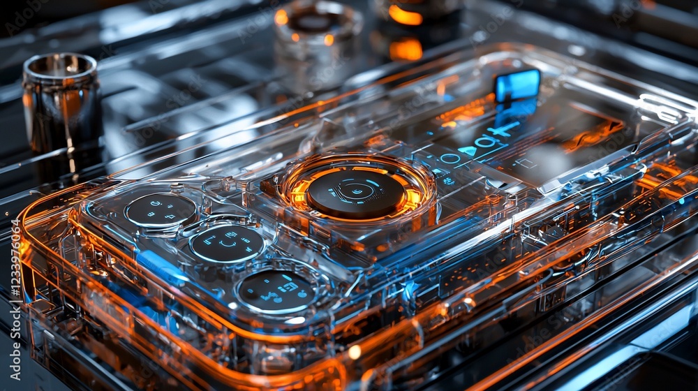 Poster Transparent Futuristic Device Internal Components Displayed