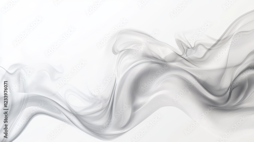 Aufkleber An abstract grainy background featuring subtle gray liquid lines and wave shapes on a white backdrop, with a noise texture effect.