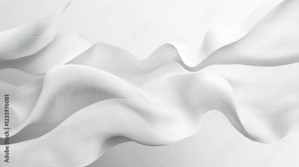 Poster An abstract grainy background featuring subtle gray liquid lines and wave shapes on a white backdrop, with a noise texture effect.