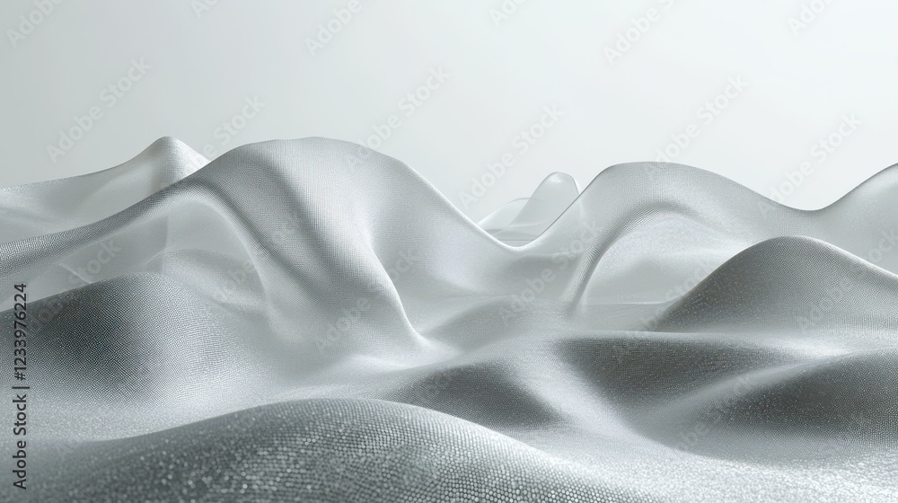 Fototapete An abstract grainy background featuring subtle gray liquid lines and wave shapes on a white backdrop, with a noise texture effect.