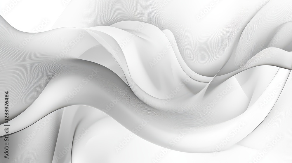 Aufkleber An abstract grainy background featuring subtle gray liquid lines and wave shapes on a white backdrop, with a noise texture effect.
