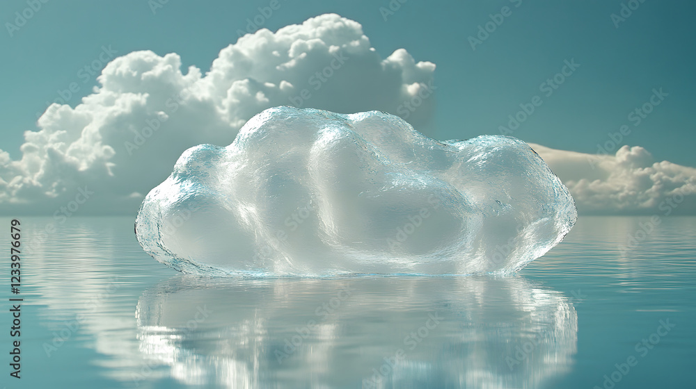 Aufkleber a serene cloud floats above tranquil waters, reflecting soft light and creating a dreamlike atmosphe