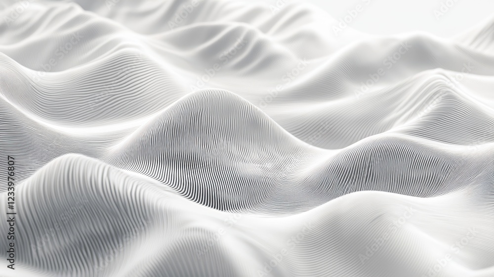 Aufkleber An abstract grainy background featuring subtle gray liquid lines and wave shapes on a white backdrop, with a noise texture effect.