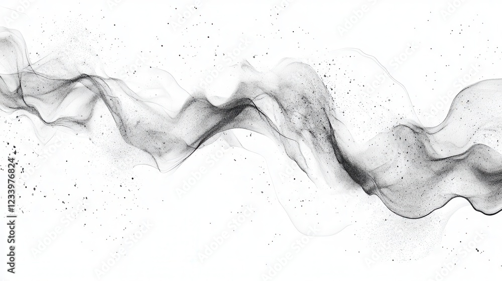 Poster An abstract grainy background featuring subtle gray liquid lines and wave shapes on a white backdrop, with a noise texture effect.