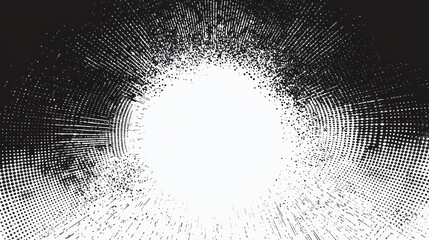 Textured halftone pattern transitioning from deep black to bright white with fine, sharp detailing, bordered by a thick black line around the empty center space.