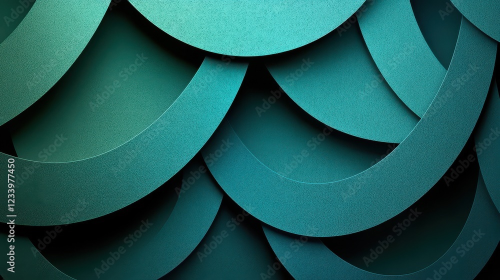 Aufkleber An abstract grainy gradient background featuring minimalistic geometric shapes in blue and green hues. 