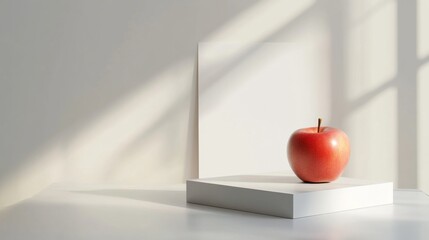 An empty scene featuring a blank government press release mockup template with an apple placed on top, on Apple Gifting Day, 
