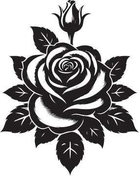 Silhouette of rose flower vector style