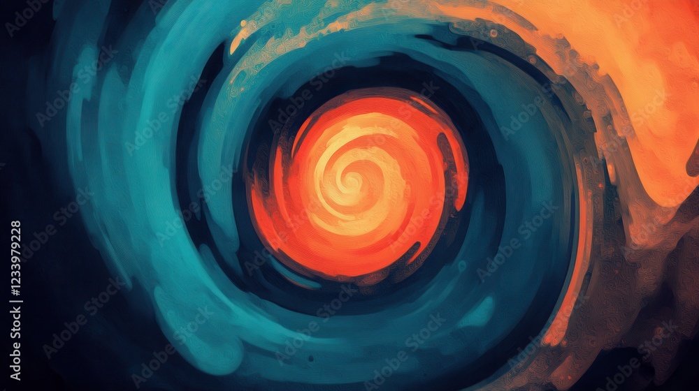 Fototapete An abstract poster design featuring a color swirl vortex with a grainy background and noise texture.