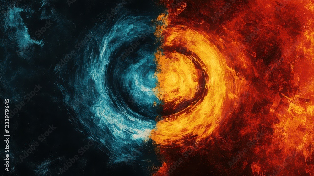 Poster An abstract poster design featuring a color swirl vortex with a grainy background and noise texture.