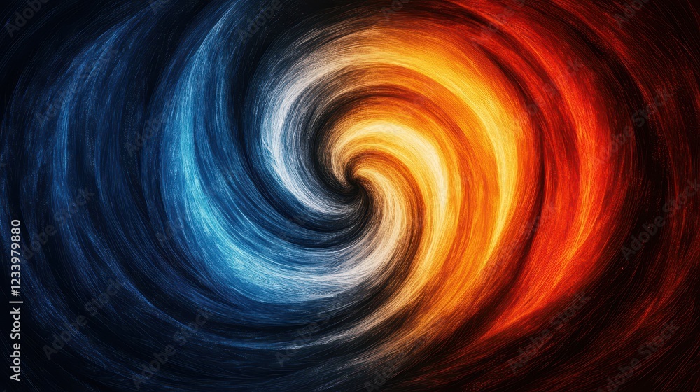 Poster An abstract poster design featuring a color swirl vortex with a grainy background and noise texture.