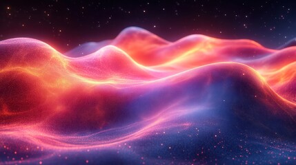Fototapeta premium Abstract Cosmic Landscape: Glowing Nebula Waves