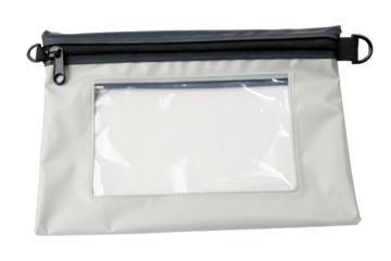Waterproof zippered pouch with clear window isolated with transparent background