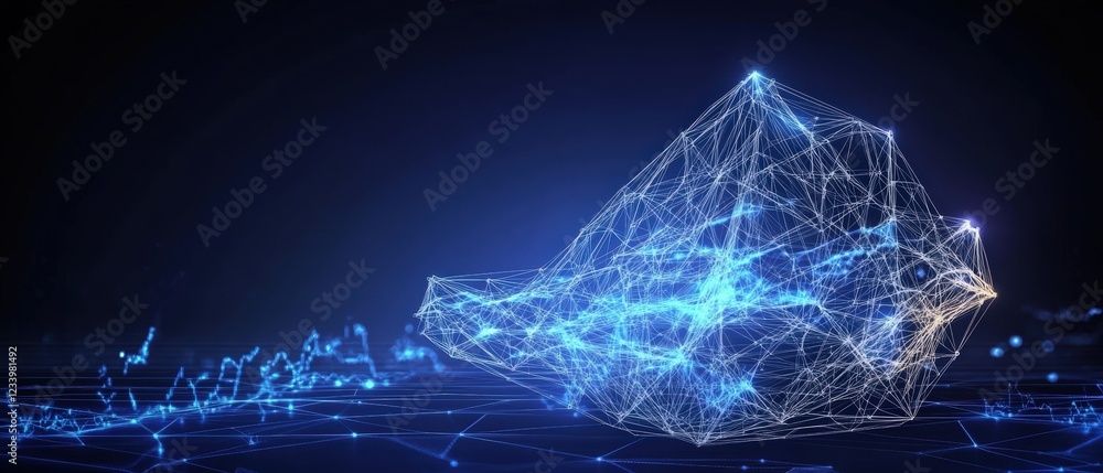 Poster abstract background featuring blue and white colors with a prominent triangular shape in the design