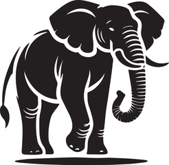 Fototapeta premium Elephant silhouette black and white vector icon