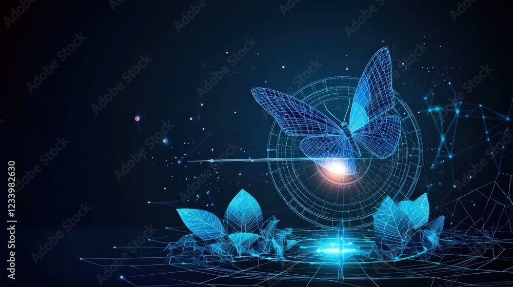 Poster abstract butterfly background featuring colorful lines and dots in a vibrant artistic composition