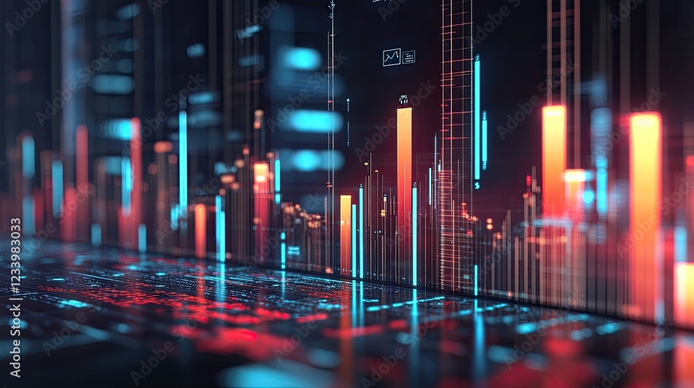 Poster a conceptual image of ai-driven e-commerce growth with floating transaction analytics and a glowing 