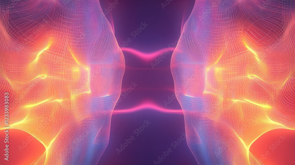 Poster abstract ai innovation background with interconnected glowing lines, neural network patterns, and sm