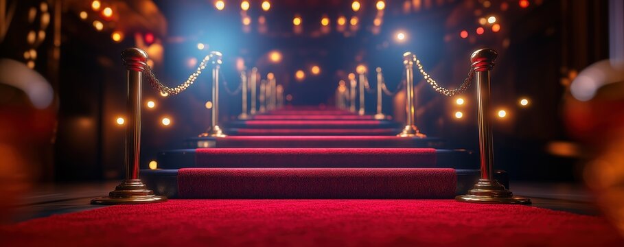 Luxurious Empty Red Carpet at Prestigious Film or Music Awards Event