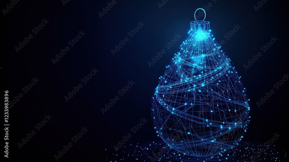 Poster christmas tree design created with connected lines and dots on a white background for holiday decora