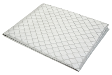 White quilted fabric with geometric pattern isolated with transparent background