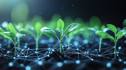 A cyber startup funding concept with interconnected financial growth elements and digital wealth, copy space.